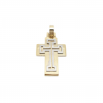 Croce in oro giallo e oro bianco k14  (code H1875)